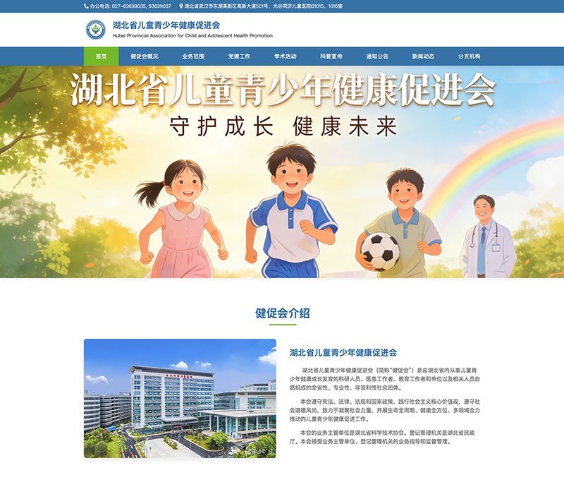 湖北省儿童青少年健康促进会-网站建设案例-互亿网络